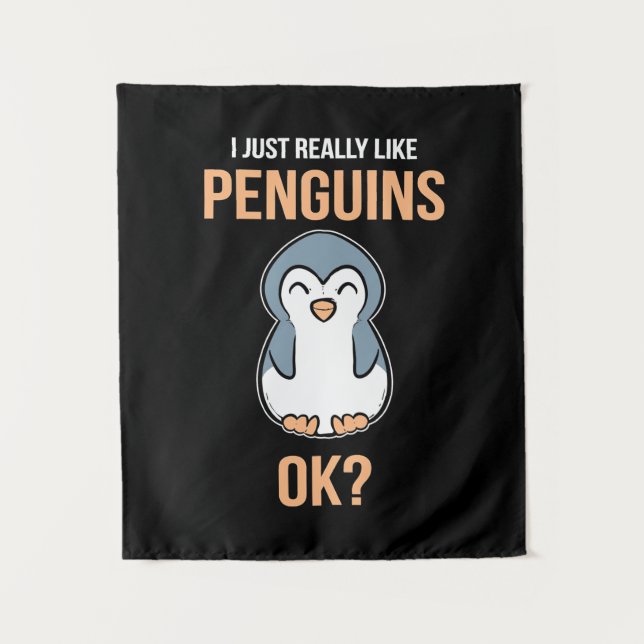 Tenture J'aime vraiment beaucoup les pingouins (Devant)