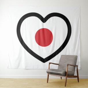 Tenture Japon   Coeur du drapeau japonais