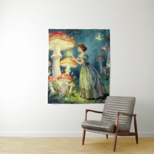 Tenture Jardin de champignons géants lumineux