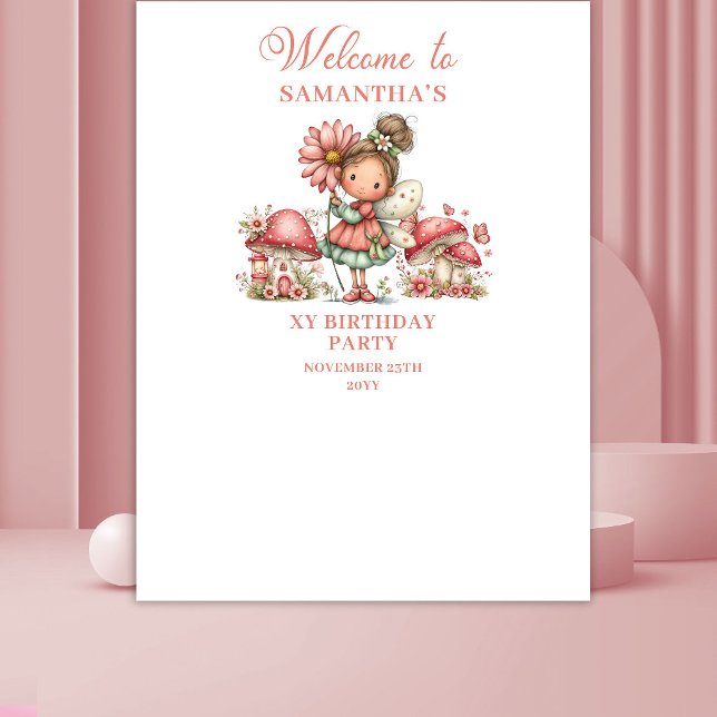 Tenture Jardin de Fées 7e Anniversaire Joli Fond Floral (Fairy Garden 7th Birthday Cute Floral Backdrop)