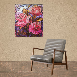 Tenture Jardin de roses roses joli aspect verre teinté