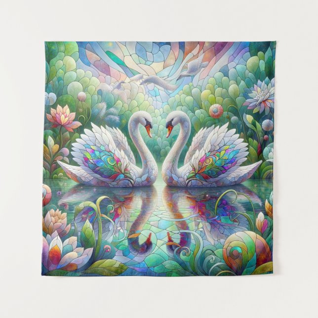 Tenture Jardin enchanté : Cygnes de Splendor (Devant)