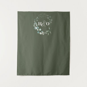 Tenture Jardin Eucalyptus Monogramme Sage Mariage