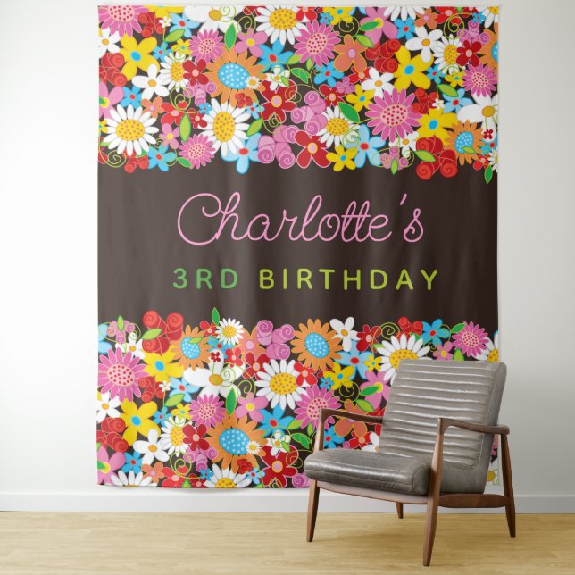 Tenture Jardin Fantaisiste de Fleurs Printanières Fête d'A (En situation)