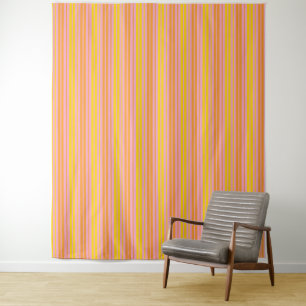 Tenture Jaune et orange bandes verticales rose