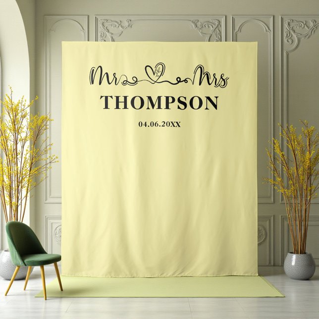 Tenture Jaune Pâle | Mr et Mme Élégant Fond Simple (Créateur téléchargé)
