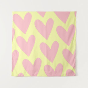 Tenture Jaune rose mignon Coeur simple Motif Y2K