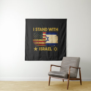Tenture Je suis avec Israël Drapeau Amérique