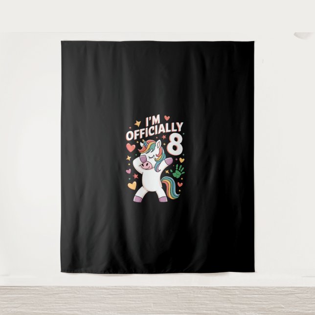 Tenture Je suis officiellement 8 Unicorn Dabbing 8e annive (Devant)
