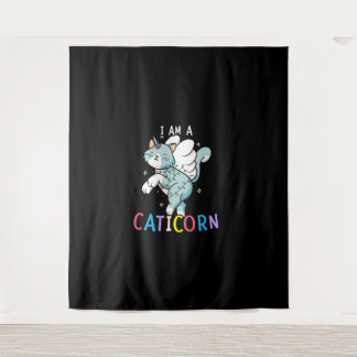 Tenture Je Suis Un Caticorn Rainbow Unicorn Chat Magique K