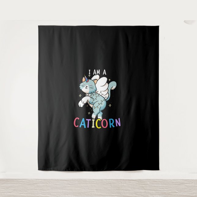 Tenture Je Suis Un Caticorn Rainbow Unicorn Chat Magique K (Devant)