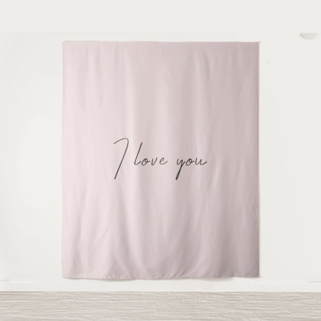 Tenture Je T'Aime Citer Mariage Valentines Day Blush Pink (Devant)
