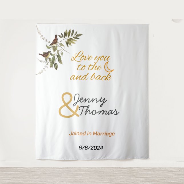 Tenture Je t'aime jusqu'à la Lune et retour modifiable (Devant)