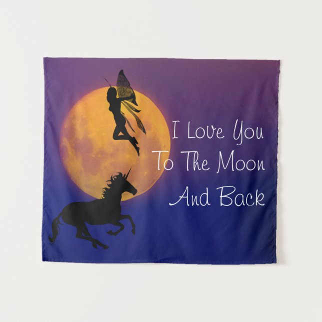 Tenture Je t'aime sur la Lune et de retour (Devant (Horizontal))