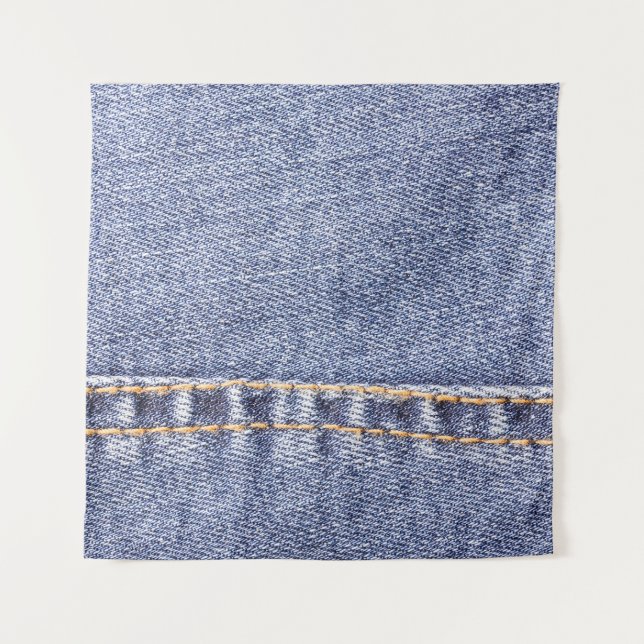 Tenture Jeans bleus : texture cousue détaillée. (Devant)