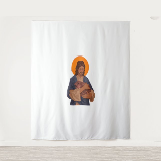 Tenture Jésus aime Moo Deng T-Shirt (Devant)