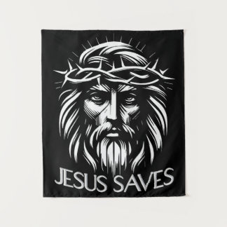 Tenture Jesus Saves - Art chrétien audacieux