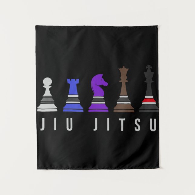 Tenture jeu d'échec jiu jitsu, cadeau bjj avec texte. (Devant)