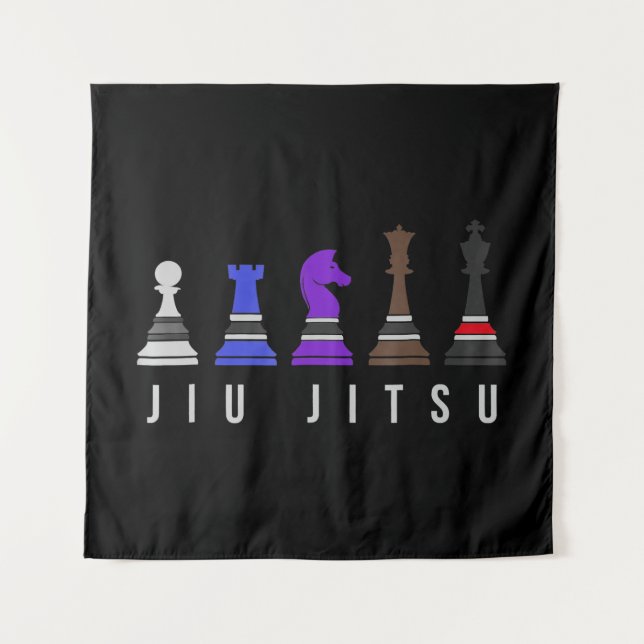 Tenture jeu d'échec jiu jitsu, cadeau bjj avec texte. (Devant)