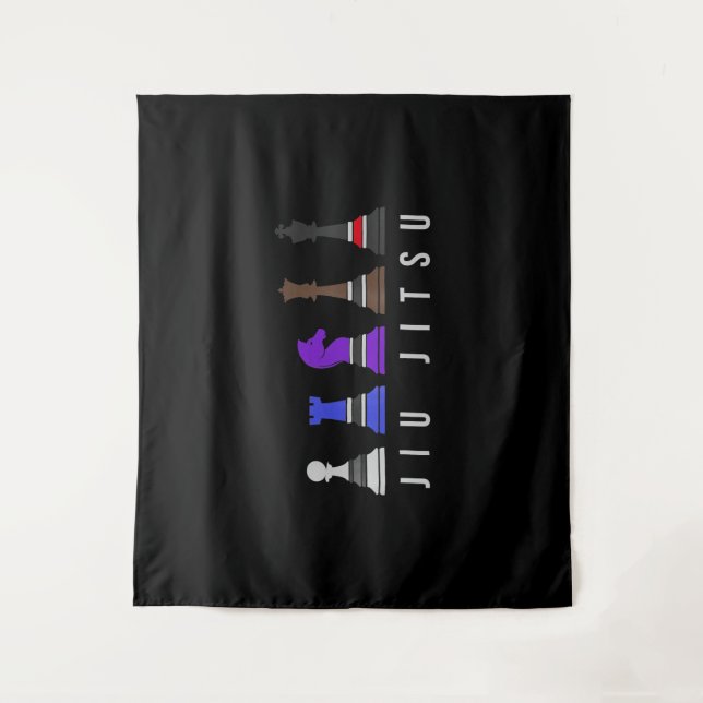 Tenture jeu d'échec jiu jitsu, cadeau bjj avec texte. (Devant)