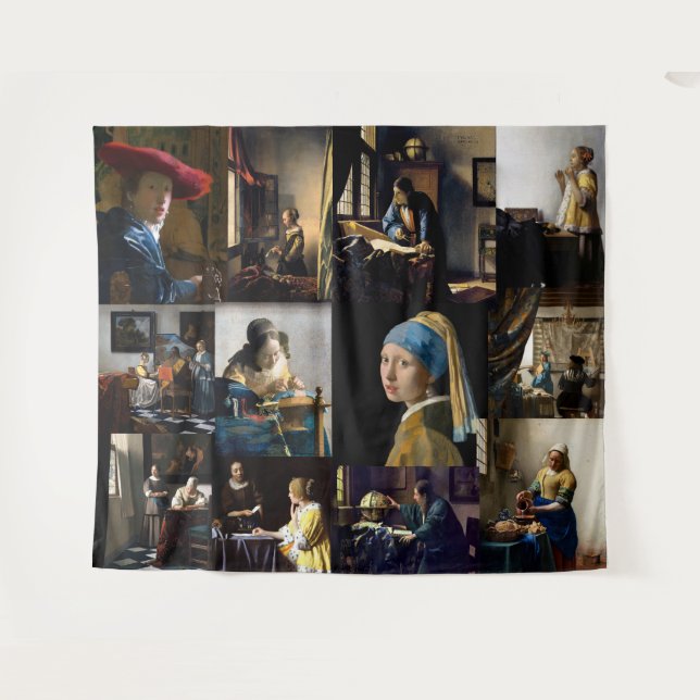 Tenture Johannes Vermeer - Patchwork de chefs-d'oeuvre (Devant (Horizontal))