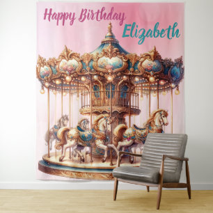 Tenture Joli Cheval Carrousel Anniversaire Chanté