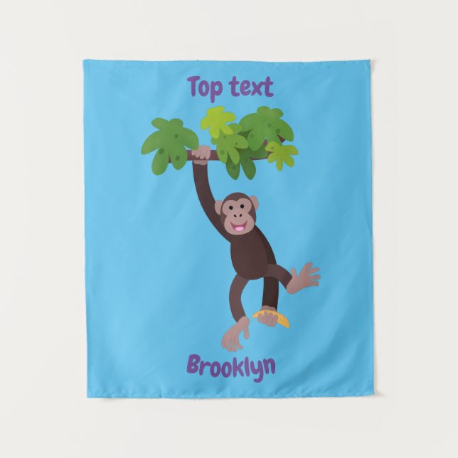 Tenture Joli chimpanzé dans la jungle suspendu dessin anim (Devant)