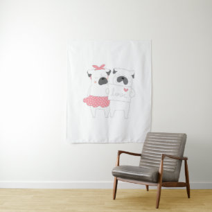 Tenture Joli Couple Amour Bouledogue Français   Amateur de