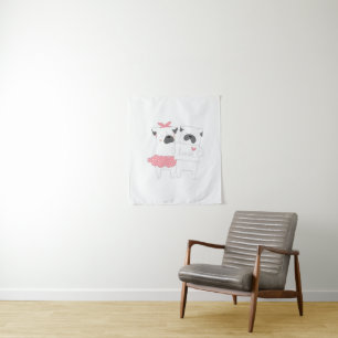 Tenture Joli Couple Amour Bouledogue Français Amateur de