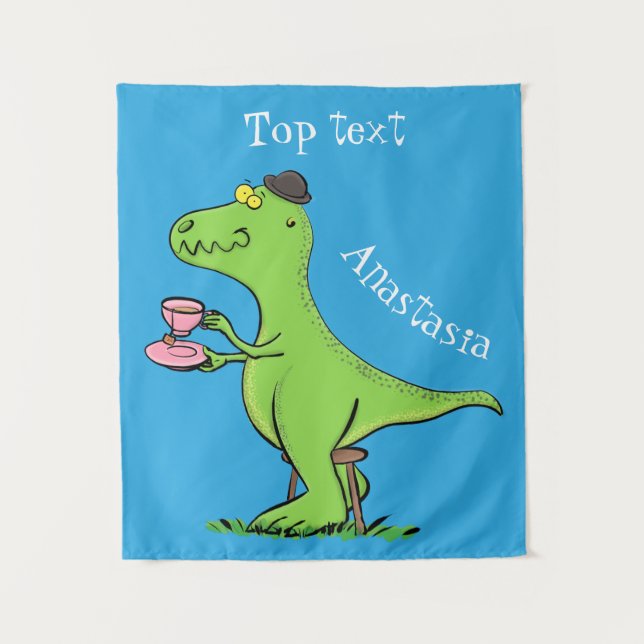 Tenture Joli dinosaure vert drôle t rex dessin animé (Devant)