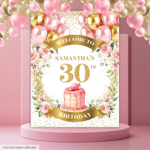 Tenture Joli Fond de Célébration Or Rose pour 30e Annivers