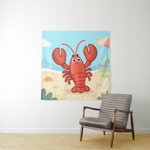 Tenture Joli homard à la plage