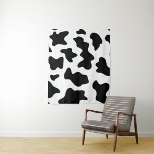 Tenture joli imprimé de vache laitière de ferme noir et bl