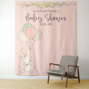 Tenture Joli lapin Vintage Baby shower Floral fond