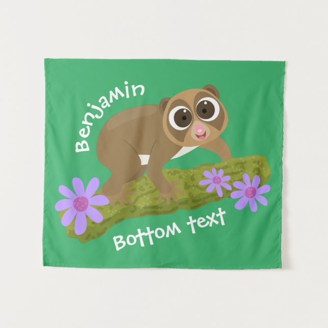 Tenture Joli lenteur loris sur dessin de branche (Devant (Horizontal))
