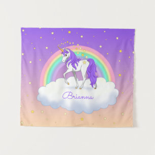 Tenture Joli Licorne de Rêves Sucrés Arc-en-Ciel Violet