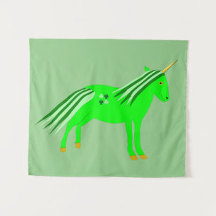 Tenture Joli licorne vert et or irlandais