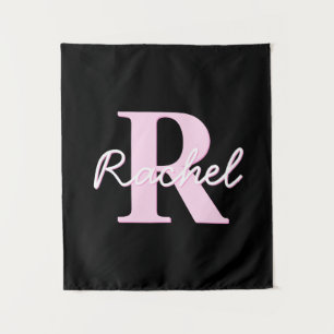 Tenture Joli monogramme personnalisable Rose clair et no