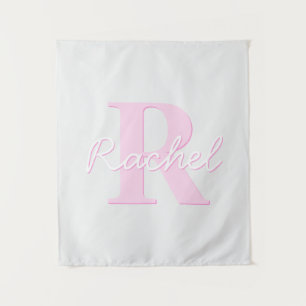 Tenture Joli monogramme personnalisable   Rose ombré et gr