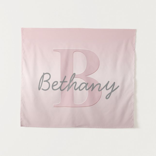 Tenture Joli monogramme rose personnalisable & écriture de (Devant (Horizontal))