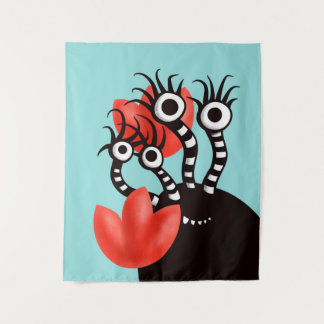 Tenture Joli Monstre Avec Quatre Yeux Tulips Abstraits Enf