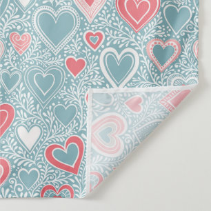 Tenture Joli motif floral cœur bleu poussiéreux rose blus
