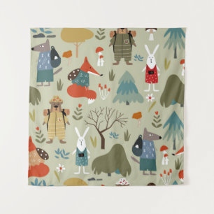 Tenture Joli motif sans couture vintage avec des animaux t