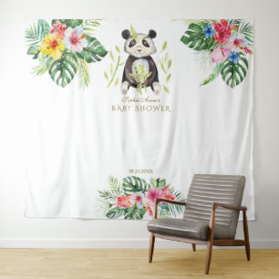 Tenture Joli Panda Fleurs Bébé Shower Photobooth Accessoir
