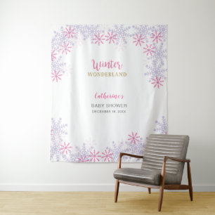 Tenture Joli Pays des Merveilles d'Hiver Rose Fête Prénata