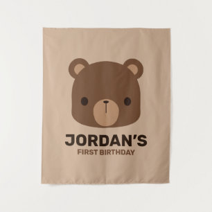 Tenture Joli petit ours brun avec nom personnalisé
