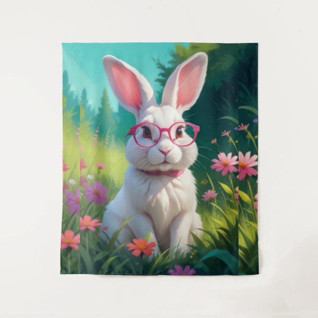 Tenture Joli portrait de lapin blanc-68054 (Devant)