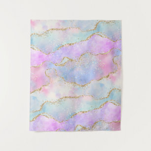 Tenture Jolie Agate Pastel   Aquarelle Veine Pailletée Or