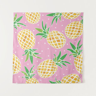 Tenture Jolie ananas sur grunge rose pois backgro