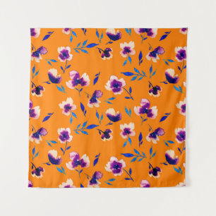 Tenture Jolie aquarelle pivoine violet fleurs et 